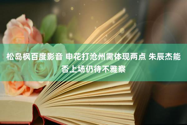 松岛枫百度影音 申花打沧州需体现两点 朱辰杰能否上场仍待不雅察