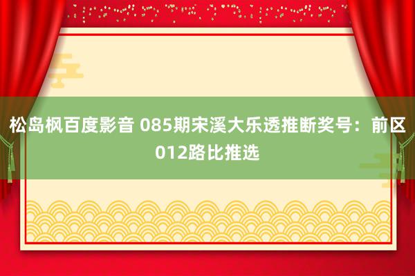 松岛枫百度影音 085期宋溪大乐透推断奖号：前区012路比推选