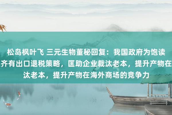 松岛枫叶飞 三元生物董秘回复：我国政府为饱读吹企业出口，一直齐有出口退税策略，匡助企业裁汰老本，提升产物在海外商场的竞争力