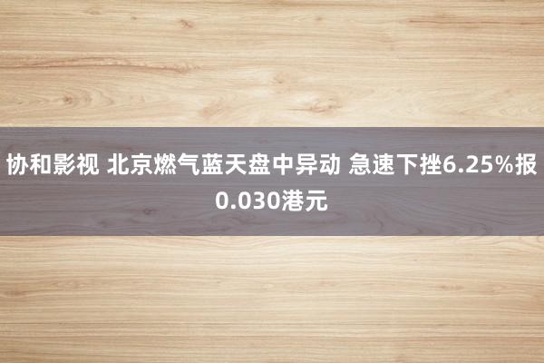 协和影视 北京燃气蓝天盘中异动 急速下挫6.25%报0.030港元