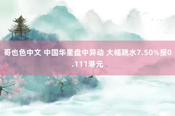 哥也色中文 中国华星盘中异动 大幅跳水7.50%报0.111港元