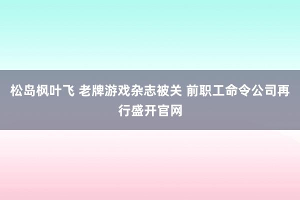 松岛枫叶飞 老牌游戏杂志被关 前职工命令公司再行盛开官网