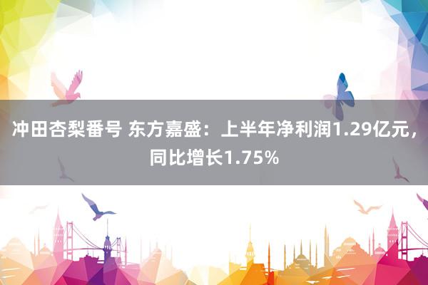 冲田杏梨番号 东方嘉盛：上半年净利润1.29亿元，同比增长1.75%