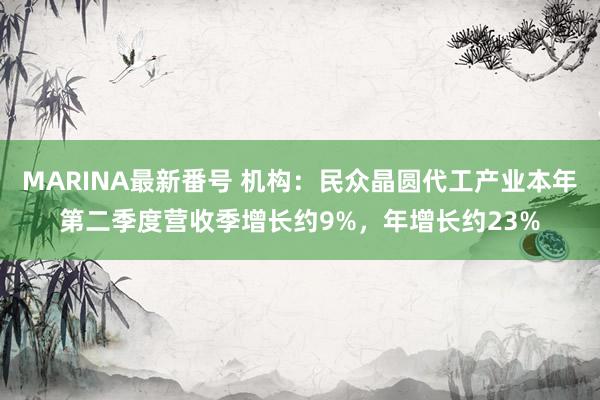 MARINA最新番号 机构：民众晶圆代工产业本年第二季度营收季增长约9%，年增长约23%